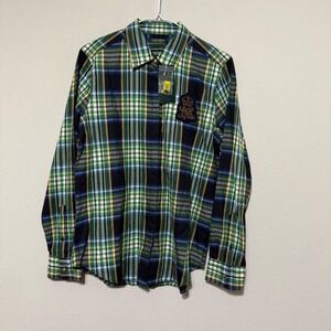 Ralph Lauren Plaid Button Up with Embroidered Crest Women's Medium City Prep